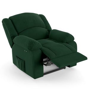 Poltrona Do Papai Reclinável Pietra Power Touch Usb Fh9 Veludo Verde - Mpozenato