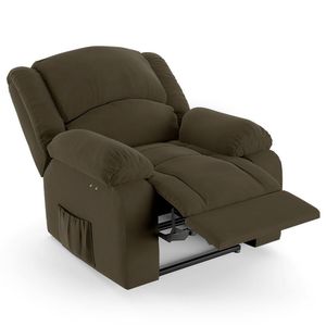 Poltrona Do Papai Reclinável Pietra Power Touch Usb Fh9 Veludo Capuccino - Mpozenato