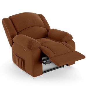 Poltrona Do Papai Reclinável Pietra Power Touch Fh9 Veludo Terracota - Mpozenato