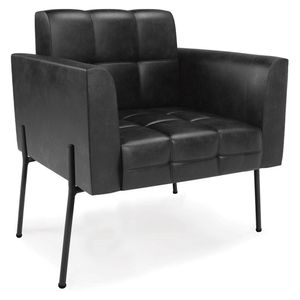 Poltrona Para Sala Pés Metálicos Preto Ana Sintético Pu Preto - Ibiza