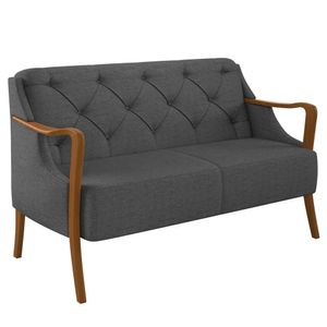 Poltrona Namoradeira 2 Lugares 135cm Capitonê Lapa M22 Linho Cinza Escuro - Mpozenato