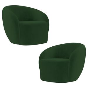 Poltrona Para Sala De Estar Orgânica Kit Com 2 Garbin K04 Veludo Verde - Mpozenato