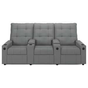 Poltrona De Cinema Reclinável 3 Lugares Baú Usb Mallie Fh9 Pu Cinza - Mpozenato