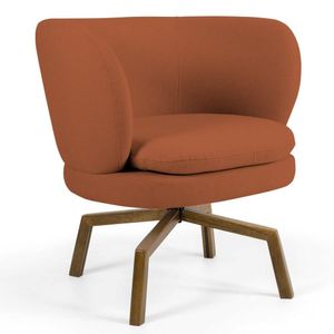 Poltrona Decorativa Sala De Estar Melissa Base Ka Giratória Veludo C-262 Telha - Domi