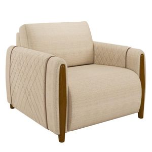 Poltrona Decorativa Para Sala De Estar 98cm Amaranto M22 Linho Champanhe - Mpozenato