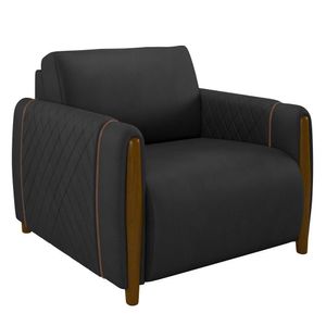 Poltrona Decorativa Para Sala De Estar 98cm Amaranto M22 Pu Preto - Mpozenato