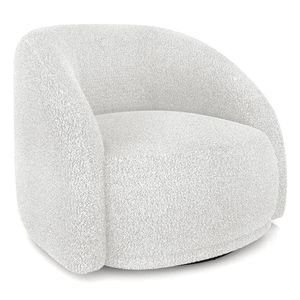 Poltrona Decorativa Orgânica Giratória Lya M22 Boucle Branco - Mpozenato
