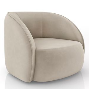 Poltrona Para Sala Orgânica 90cm Zion M22 Veludo Bege - Mpozenato