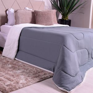 Coberdrom Duetto Casal Malha 100% Algodão Sherpa 180x240cm Granizo