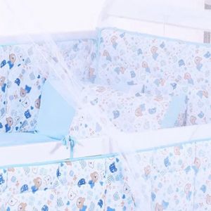 Edredom De Berço Malha 100% Algodão Antialérgico 95x140cm Ursinho Azul