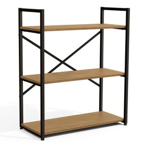 Estante Baixa 3 Prateleiras 87x72 Cm Li007 Freijo Preto Fosco