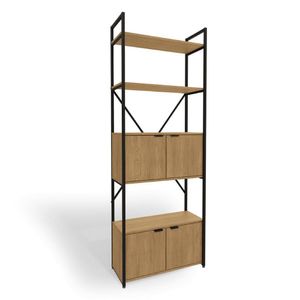 Estante Alta 4 Portas 202x72 Cm Li018 Freijo Preto Fosco