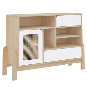 Buffet Aparador 1 Porta 2 Gavetas 122 Cm 4607 Naturale Branco Arly