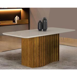 Mesa De Jantar Siena 180x90 Com Vidro Freijó Off White - Leifer Móveis