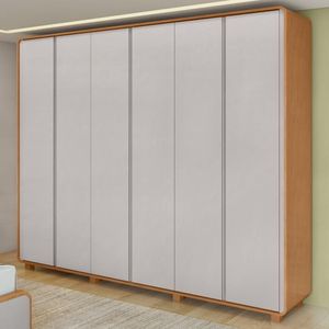 Guarda-roupa Casal 6 Portas Easy Like Com Pés Amendoa Clean/off White