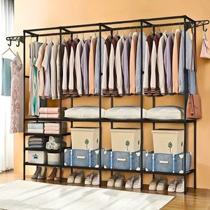 Guarda-roupa Organizador Com 4 Colunas Armário Multiuso Com Cabideiro Quadruplo