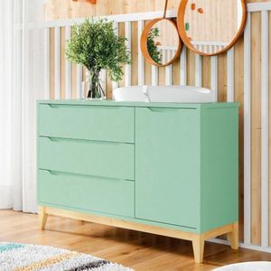 Cômoda Infantil Retrô Com Porta Coleção Amor Perfeito Verde