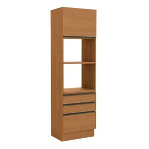 Kit Forno 700mm 4 Portas 3 Gavetas De Madeira Canela