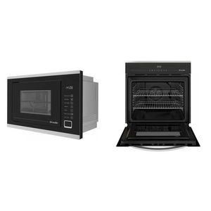 Forno Elétrico Digital De Embutir 220v 68 Litros Mfe0268g1 Mueller E Micro-ondas De Embutir 25l 220V Preto