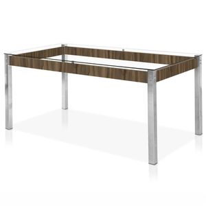 Mesa De Jantar Aço Nobre Cláudia 76,5x160cm Cromada-nogal