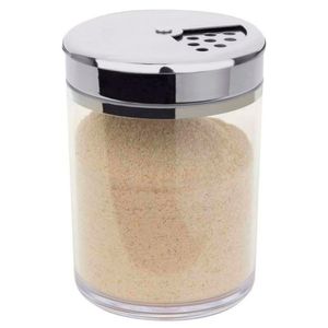 Farinheira Com Tampa Forma Em Vidro E Inox 330 Ml Inox E Transparente