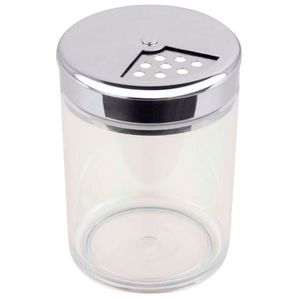Farinheira Com Tampa Forma Em Vidro E Inox 330 Ml Inox E Transparente