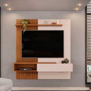 Painel Para Tv Tito Griz E Carvalho Nobre Freijo e off White