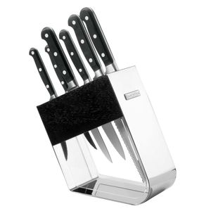 Conjunto De Facas Tramontina Century 7 Peças Com Cepo Preto-inox-transparente