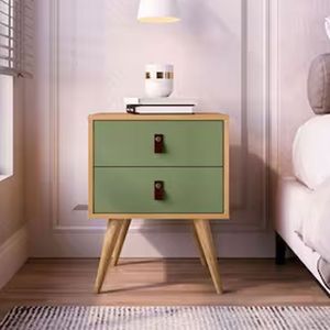 Mesa De Cabeceira Amber Com 2 Gavetas Genialflex Savana Com Alecrim