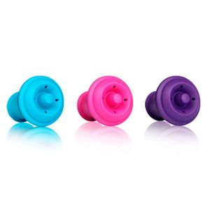 Conjunto De Rolhas Para Garrafa Vacu Vin 21084 3 Peças Rosa-azul-lilás