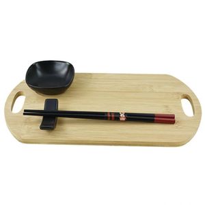 Conjunto Para Sushi Dynasty Em Bambu 3 Peças Com Prato Natural