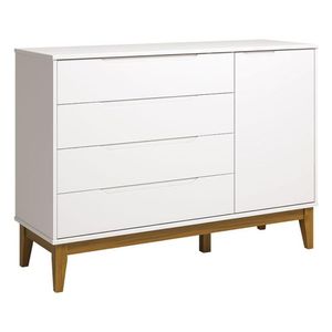Cômoda Com Porta Classic Elfe Branco Acetinado Amadeirado