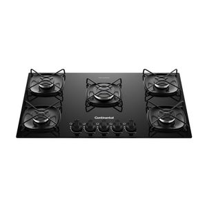 Cooktop 5 Bocas A Gás Continental Mesa De Vidro Preto Com Acendimento Automático Bivolt KC5GR