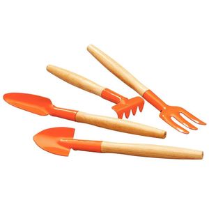 Conjunto Para Vasos Tramontina Com Cabo De Madeira 4 Peças Laranja
