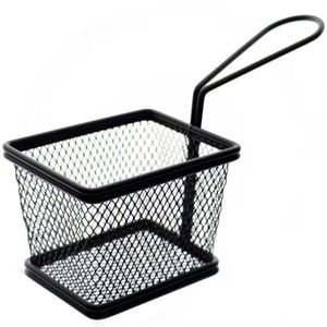 Mini Cesta Retangular Para Alimentos Dynasty Fry Em Aço Inox Preto