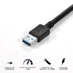 Cabo Extensor Usb A 3.0 M P- F 2m - Puamf3-2