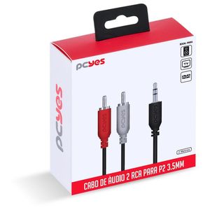 Cabo De áudio 2 Rca Macho Para P2 3.5mm 2 Metros - P2r35-2