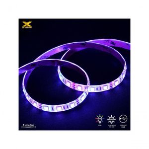 Fita De Led Vx Gaming Rgb Com Controlador Conexão Usb 60 Pontos De Led 1 Metro - Lru1