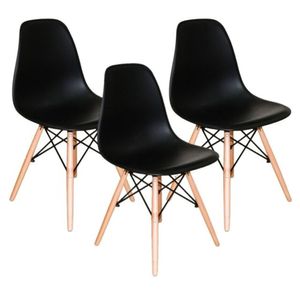 Kit 3 Cadeiras Moderna Sala Jantar Cozinha Eiffel Pé Palito Preto