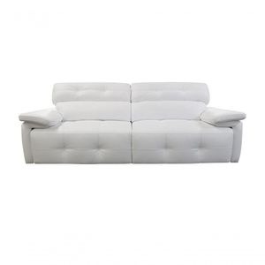 Sofá Retrátil E Reclinável De Couro Queen 2,40 M Branco Pigmentado - Mempra Design