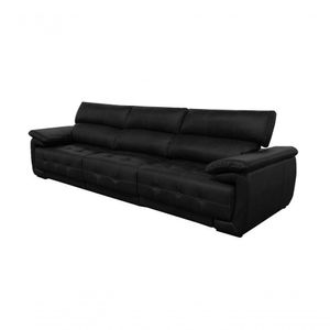 Sofá Retrátil E Reclinável De Couro Filipinas (3 Módulos) 3,30 M Preto Pigmentado - Mempra Design