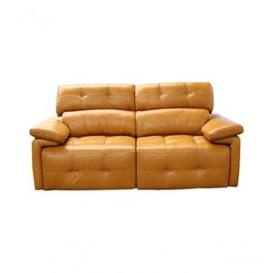 Sofá Retrátil E Reclinável De Couro Queen 2,40 M Caramelo - Mempra Design