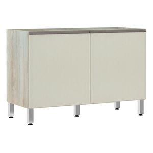 Balcão De Pia Sem Tampo Para Cozinha 120cm 2 Portas Luci Luciane Móveis Legno Crema Com Kashmir