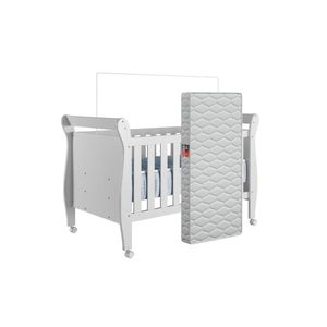 Berço Mini Cama Slim Com Rodizios E Proteção Com Colchão Cor Branco