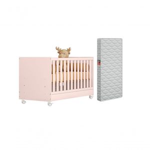 Mini Berço Infantil Vira Cama Com Grade De Proteção Lateral E Rodízios Carvalho Branco