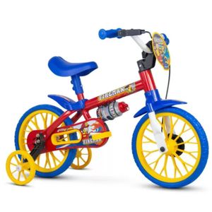 Bicicleta Infantil Aro 12 Fireman Nathor Com Garrafinha Vermelho/amarelo/azul