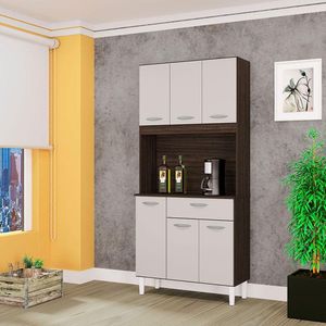 Cozinha Ambiente Kit Cassia 6 Portas Chocolate Off White - Poquema