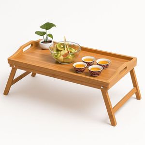 Bandeja Mesa Dobravel Notebook Bambu Apoio Cafe Da Manha Cama Suporte Home Office Sofa Multiuso Madeira Premium
