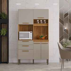 Armário De Cozinha Dubai 5 Portas Compacto Salleto Cinamomo/ Off White
