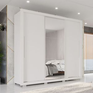 Guarda Roupa Panamá 3 Portas Espelho Central Salleto Branco